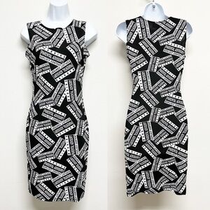 Chesley Womens 90s Y2K Black White Bold Print Bodycon Sleeveless Mini Dress